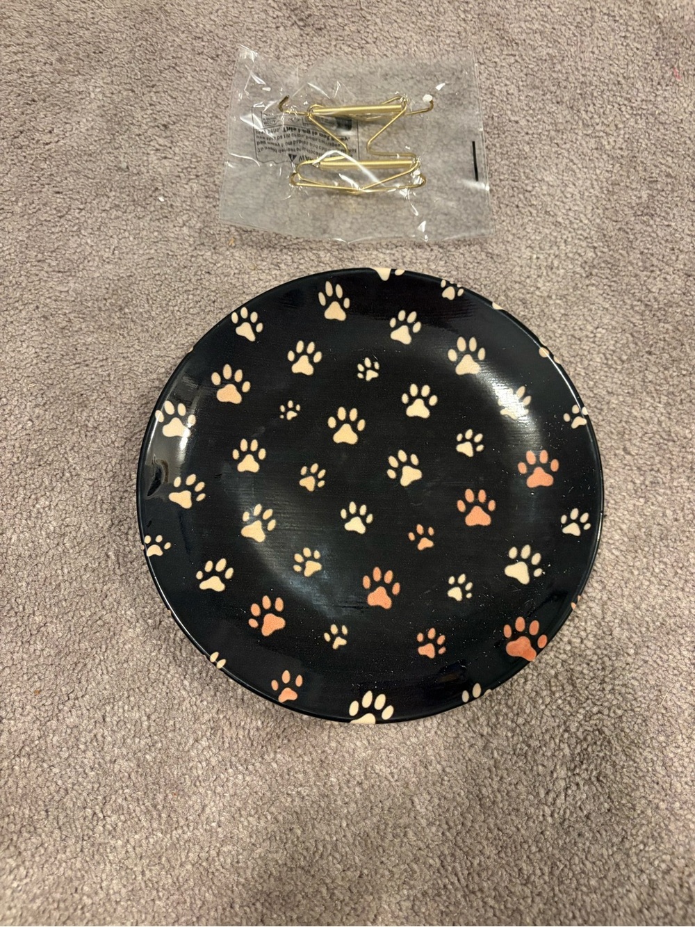 Black Paw Print Ceramic Trinket Dish